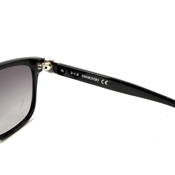 Swarovski Crystal-Accent Black Silver Square Sunglasses Gradient SW121 01B 56 - Picture 6 of 8